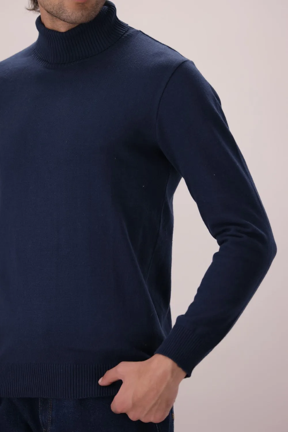 Navy Blue High Neck