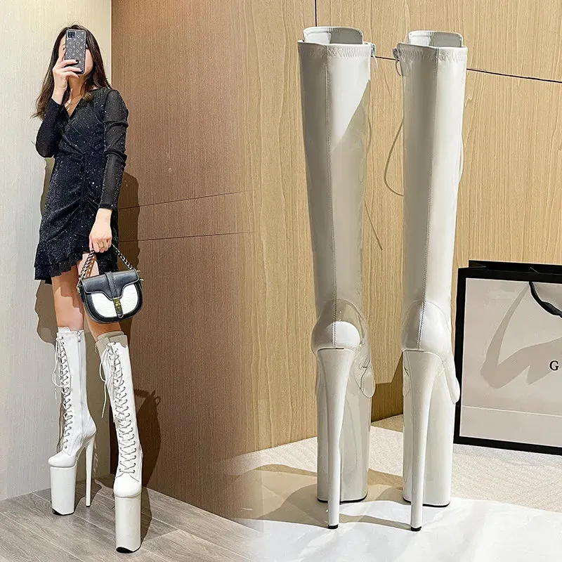 New Classic 26Cm High Heels Red White Black Women's Boots