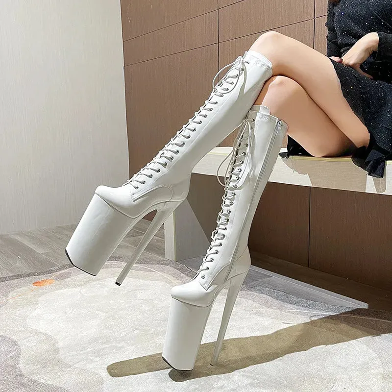 New Classic 26Cm High Heels Red White Black Women's Boots