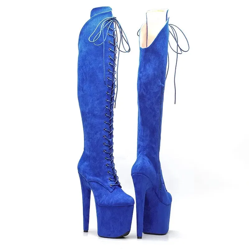 New Flock Upper 20CM/8Inches  Platform Party High Heels Modern Knee-High Boots