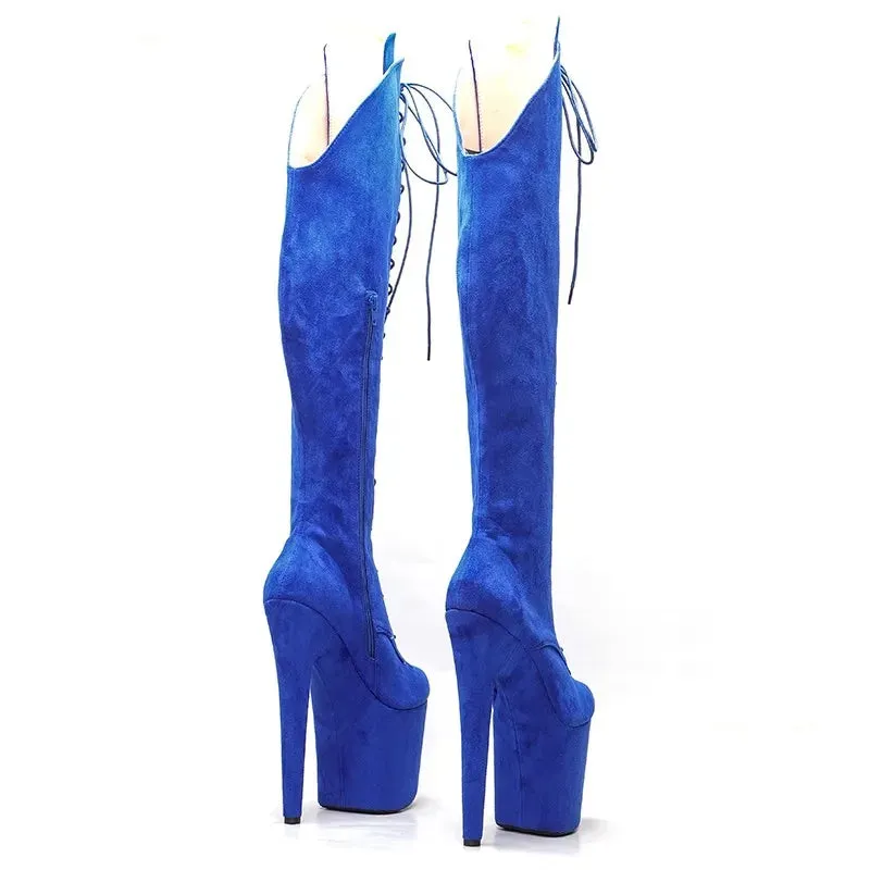 New Flock Upper 20CM/8Inches  Platform Party High Heels Modern Knee-High Boots