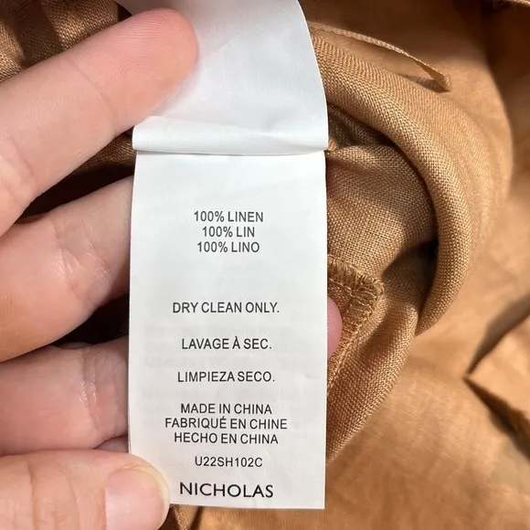 NEW NICHOLAS Delfina Longline Linen Shorts in Twig