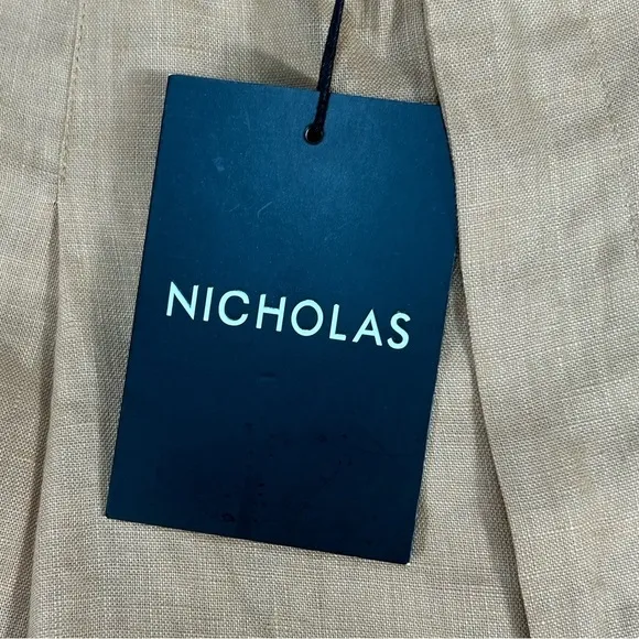 NEW NICHOLAS Delfina Longline Linen Shorts in Twig