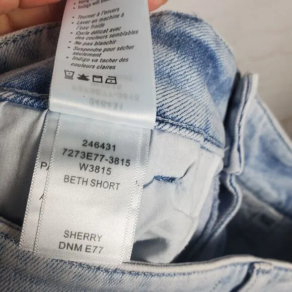 NEW Paige Beth Shorts Sz 29 Blue Denim Hi Rise Cuffed Jean Retro Pleats Stretch