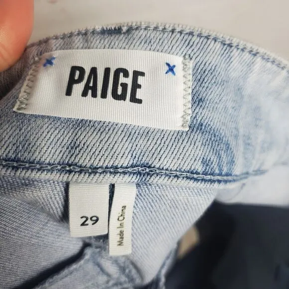 NEW Paige Beth Shorts Sz 29 Blue Denim Hi Rise Cuffed Jean Retro Pleats Stretch