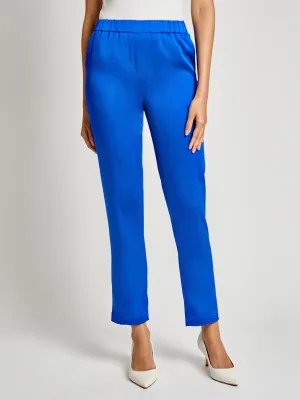 Nora Straight Leg Crepe de Chine Pant, Aegean Blue - Vanity Fit