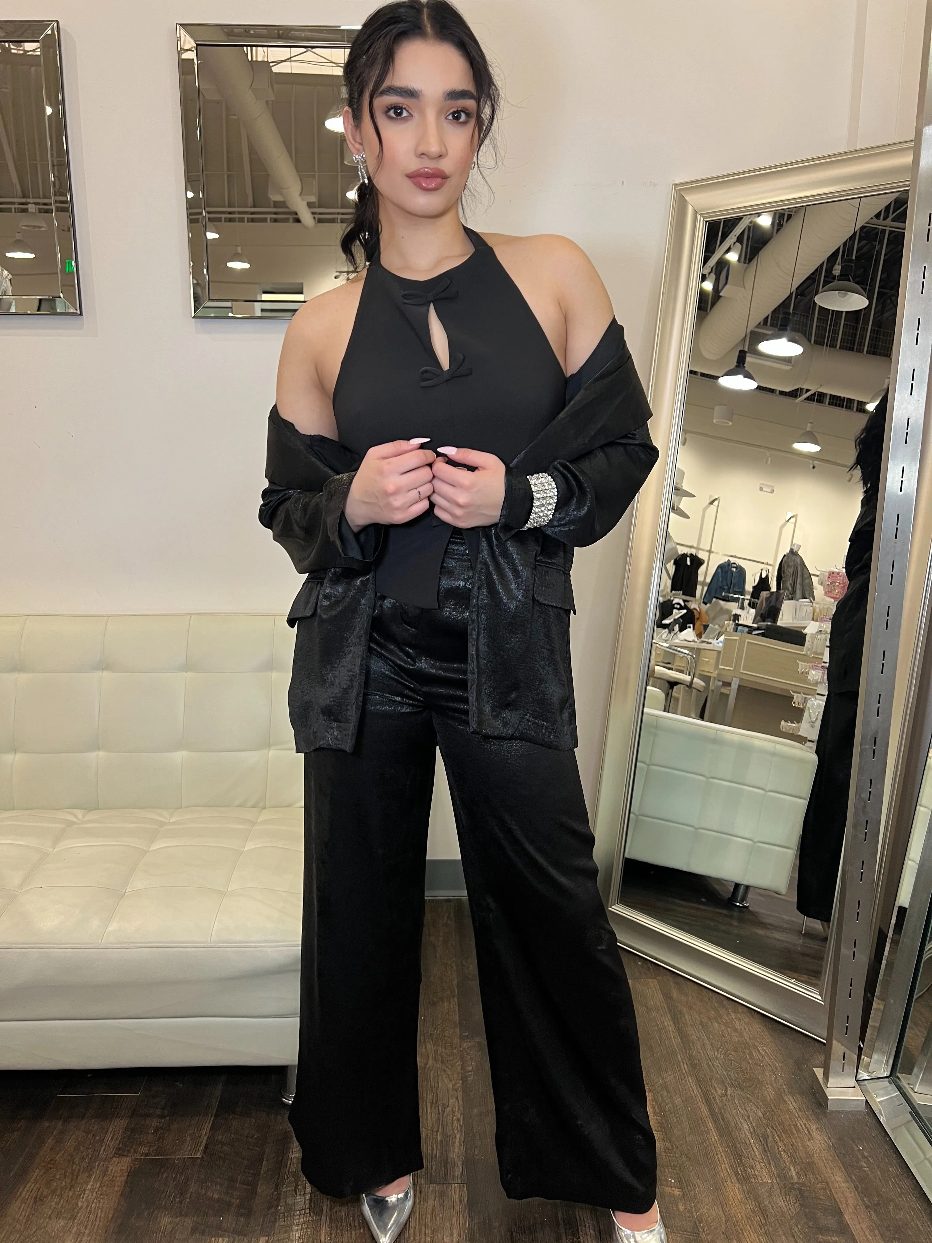 Nvme Regina Metallic Pants - Black