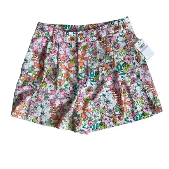NWT CeCe Retro Floral Print High Waisted Pleat Front Shorts US6