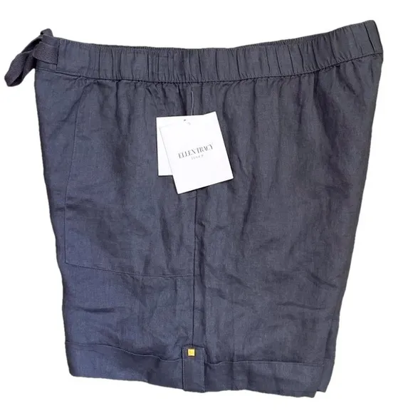 NWT Ellen Tracy Dark Gray (IRON) Linen Shorts with Pockets | Size Medium