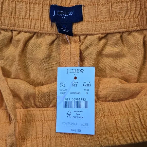 NWT J. Crew Linen-blend drawstring short