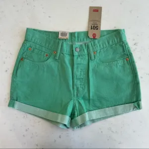 NWT Levi’s 501 Green Cuffed Button Fly Denim Shorts