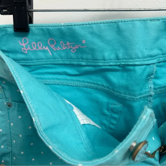 NWT Lilly Pulitzer Clifton Short Cuffed Teal Blue White Polka Dot Shorts Size 4