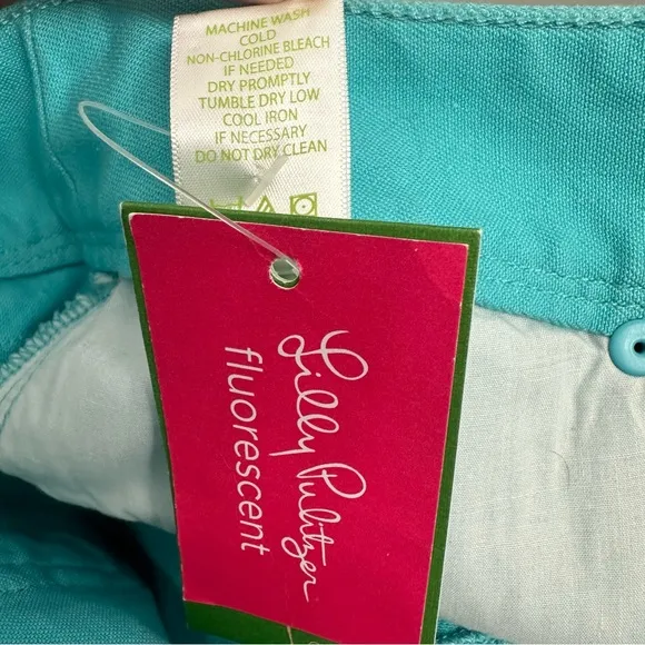 NWT Lilly Pulitzer Clifton Short Cuffed Teal Blue White Polka Dot Shorts Size 4