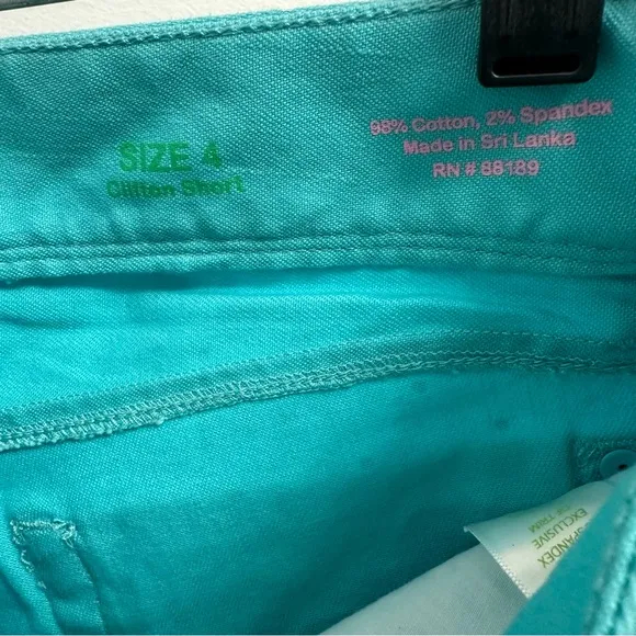 NWT Lilly Pulitzer Clifton Short Cuffed Teal Blue White Polka Dot Shorts Size 4