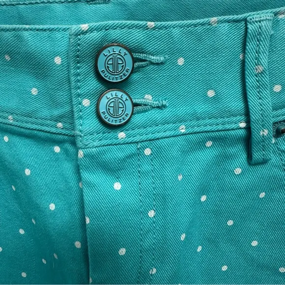 NWT Lilly Pulitzer Clifton Short Cuffed Teal Blue White Polka Dot Shorts Size 4
