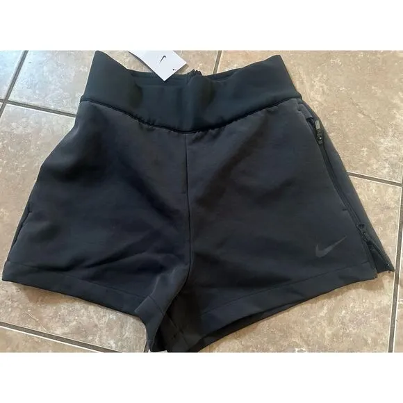 NWT Nike M Zip High Waisted Active Shorts $70 Black Grey
