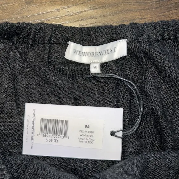 NWT WeWoreWhat Black Linen Blend Pull-On Shorts