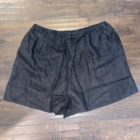 NWT WeWoreWhat Black Linen Blend Pull-On Shorts