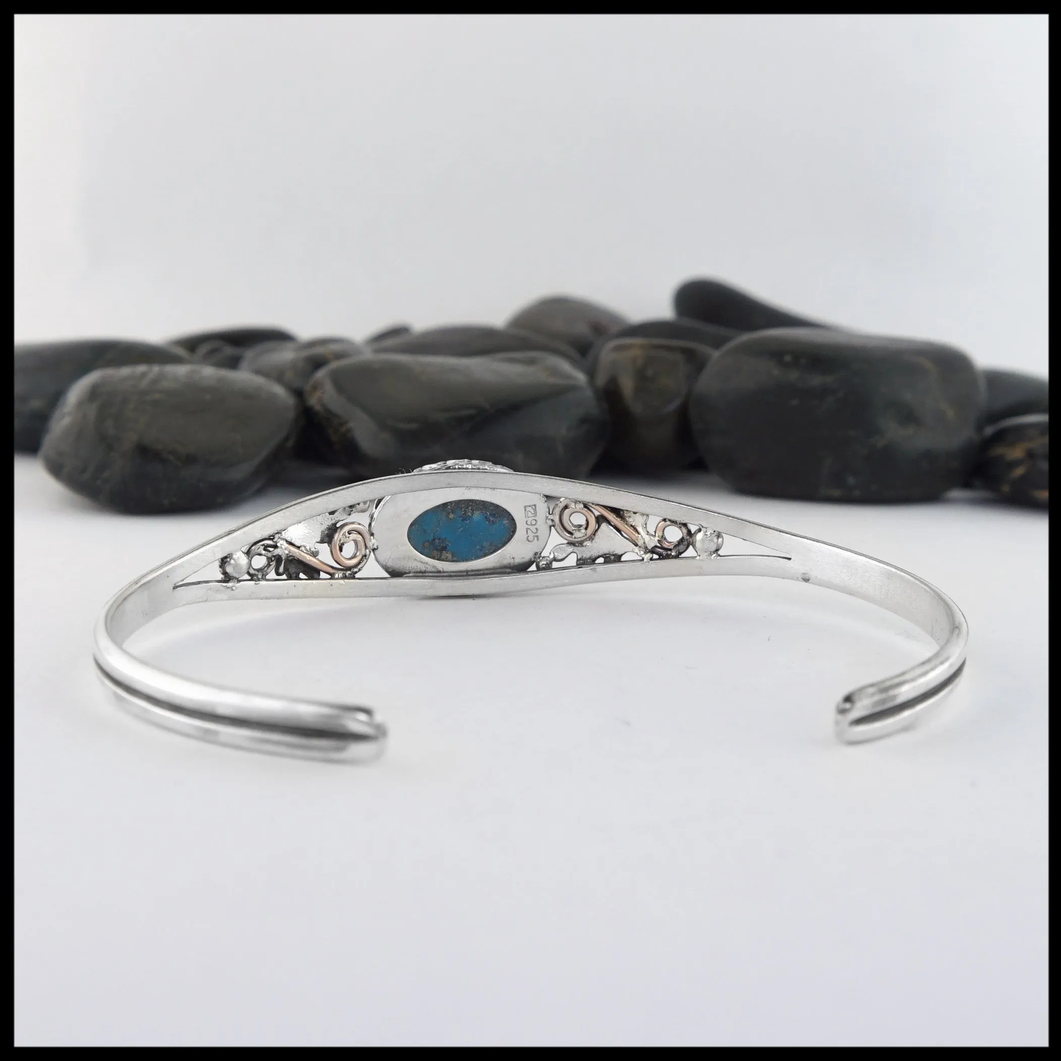 Oak Leaf Cuff Bracelet with Turquoise