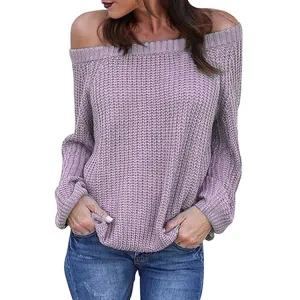 Off-the-shoulder Large Size Pullover Lantern Sleeves Sweater