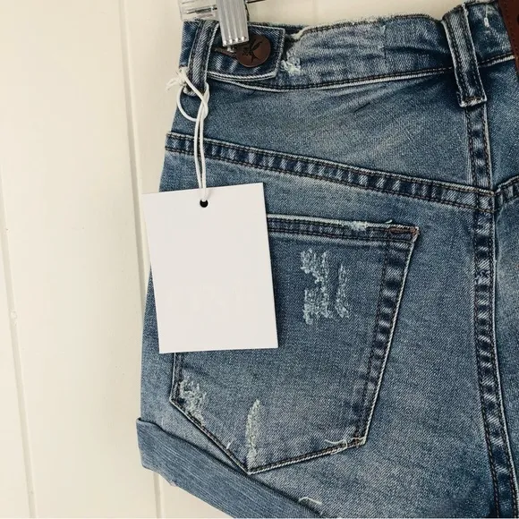 One Teaspoon Womens Blue Fox Harlets Denim Shorts Size 25