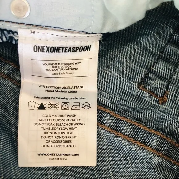 One Teaspoon Womens Blue Fox Harlets Denim Shorts Size 25