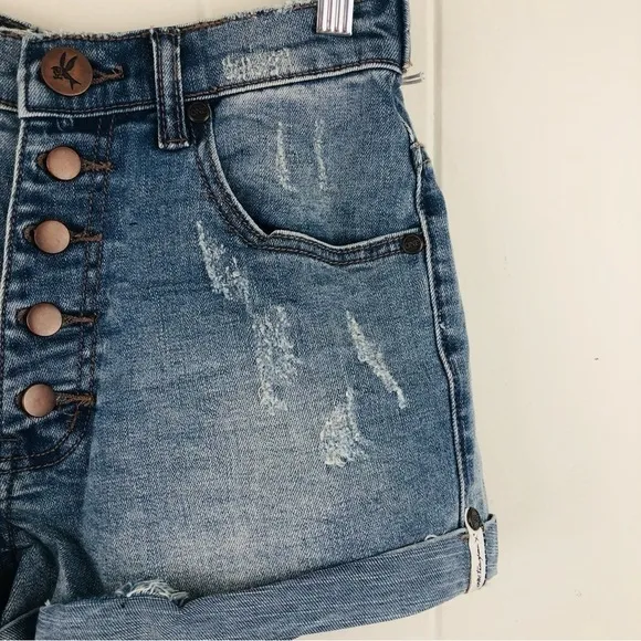One Teaspoon Womens Blue Fox Harlets Denim Shorts Size 25