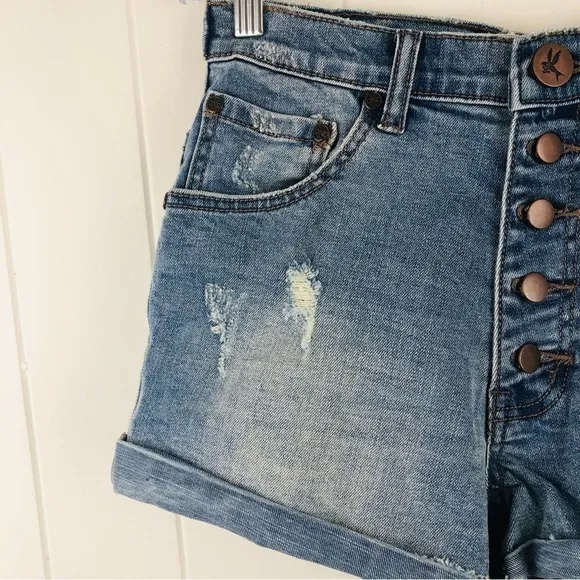 One Teaspoon Womens Blue Fox Harlets Denim Shorts Size 25