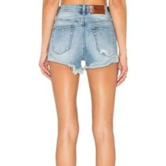 One Teaspoon Womens Blue Fox Harlets Denim Shorts Size 25