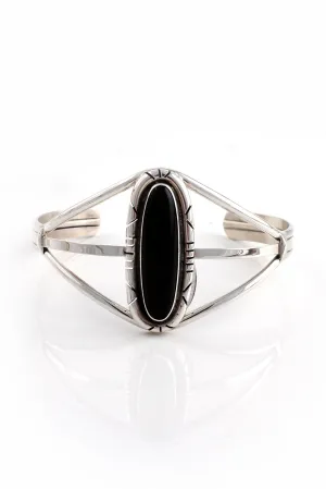 Onyx and Sterling Silver Cuff Bracelet