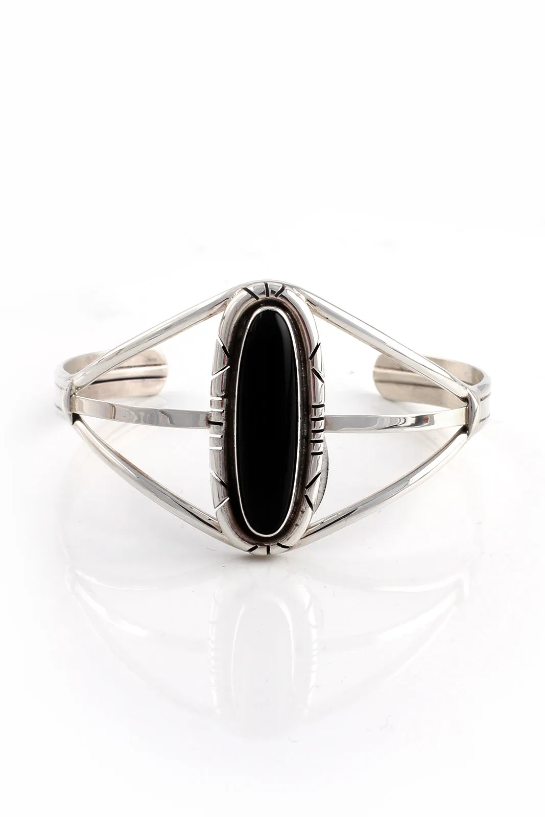 Onyx and Sterling Silver Cuff Bracelet