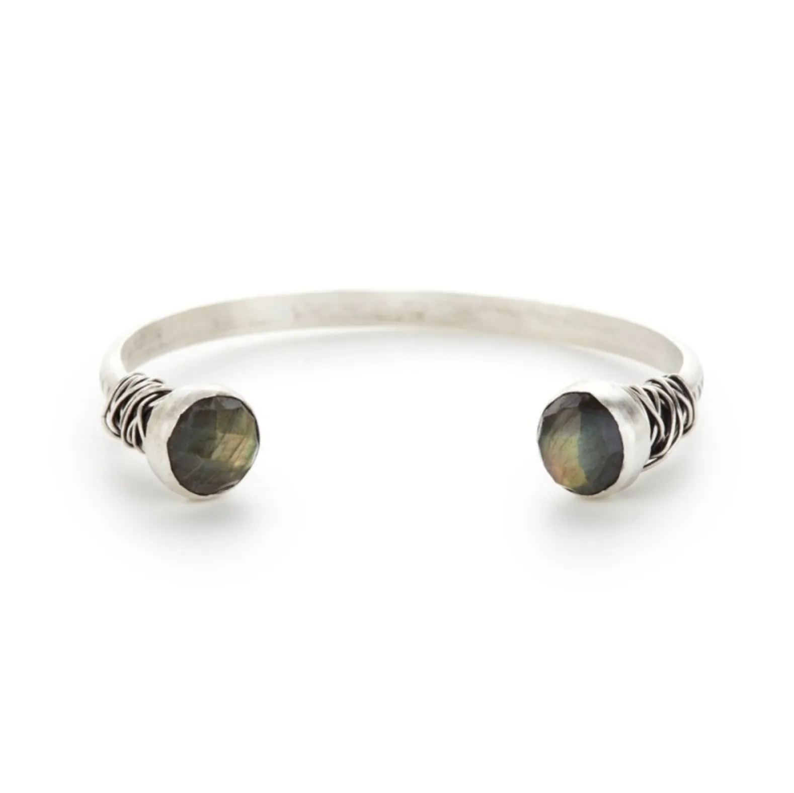 Open Bangle with Faceted Labradorite