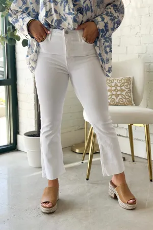 Optic White High Rise Crop Flare