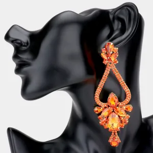 Orange Crystal Multi Shaped Stone Chandelier Earrings | Statement Earrings | 525988