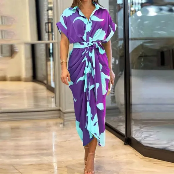 Oriana - Printed shirt dress with cuffs