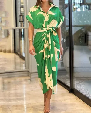Oriana - Printed shirt dress with cuffs