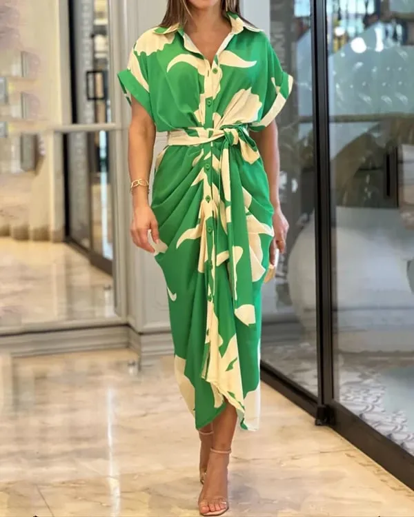 Oriana - Printed shirt dress with cuffs