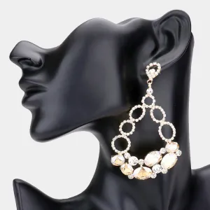 Oval Light Topaz and Rhinestone Link Chandelier Earrings  | Light Topaz Earrings |  537273