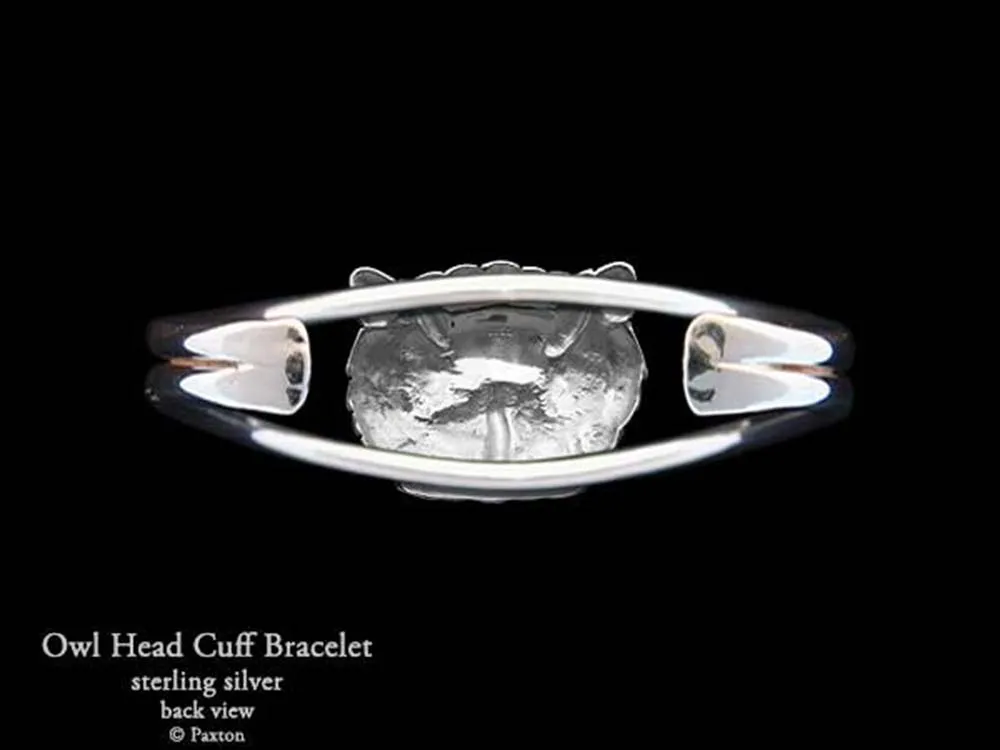 Owl Head Cuff Bracelet Sterling Silver