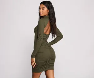 Own Knit Stylish Ruched Mini Dress