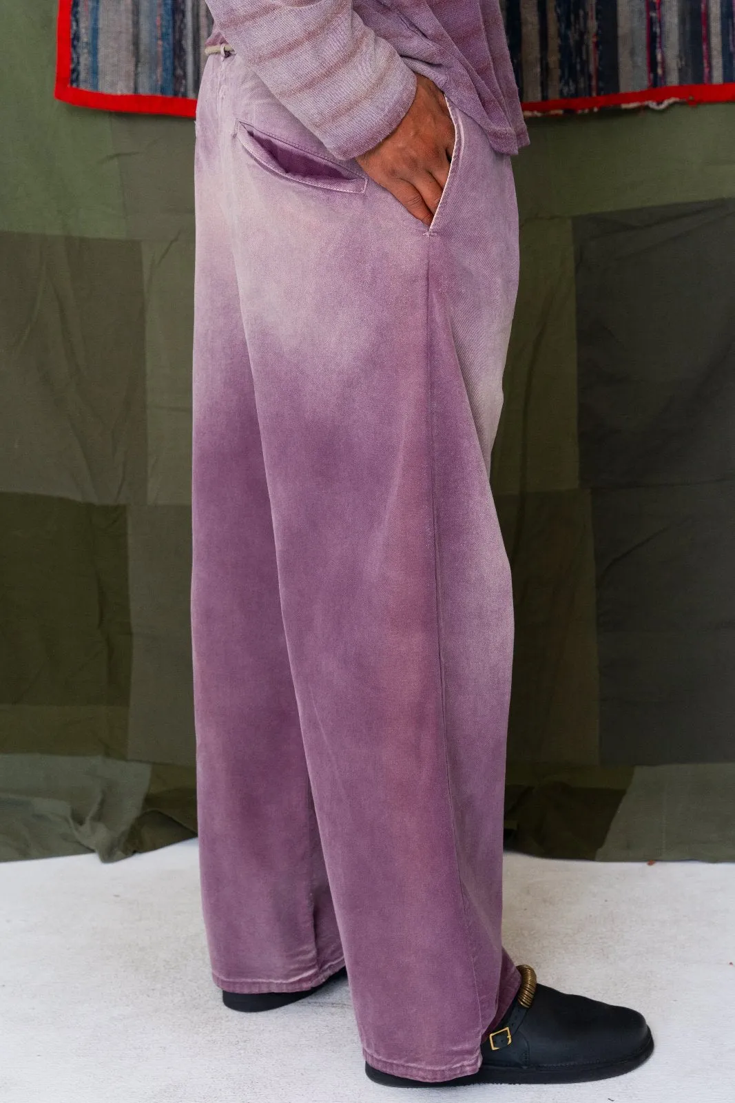 P73 Flare Pleated Japanese Twill Sunfaded Mauve