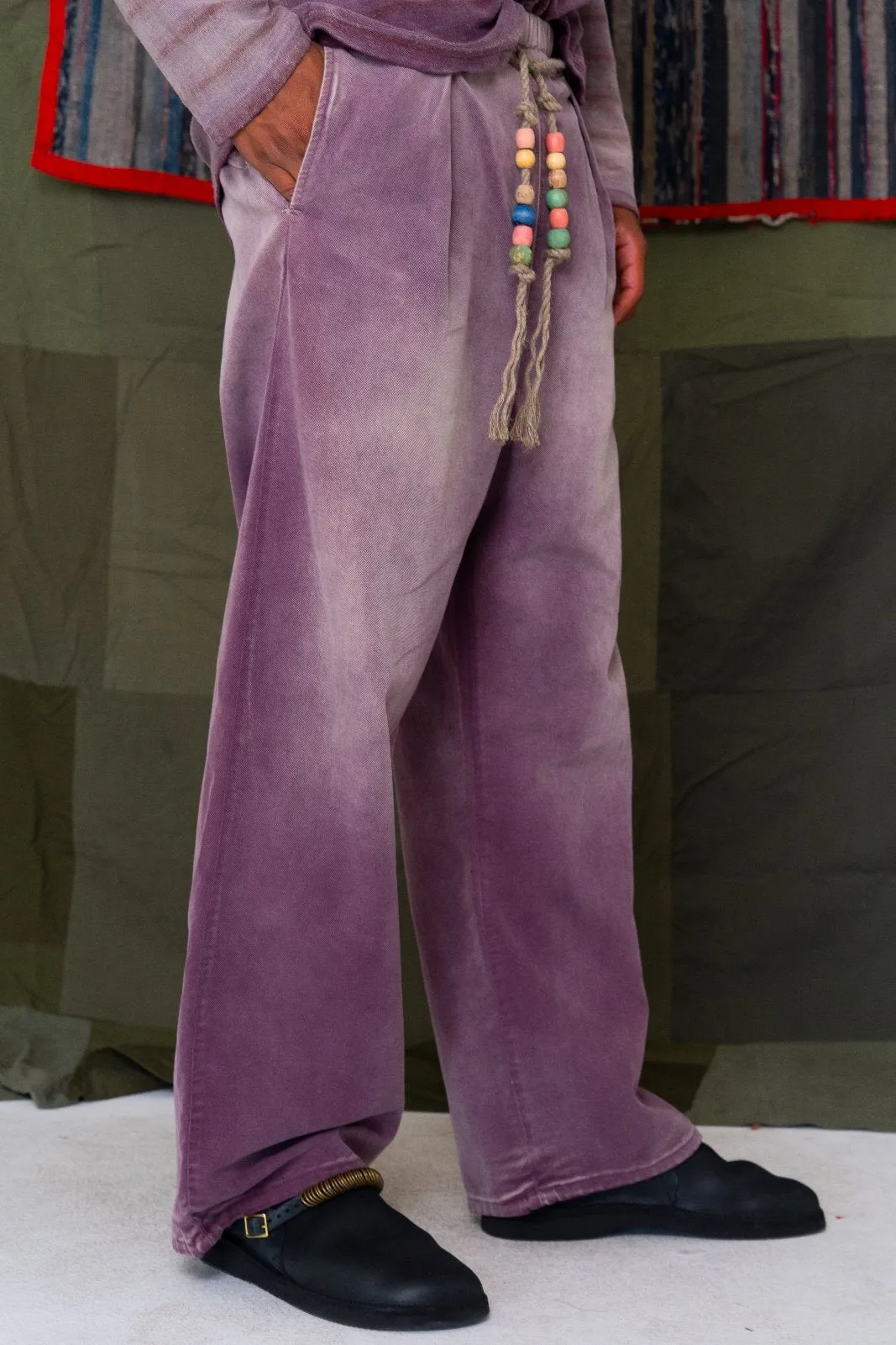 P73 Flare Pleated Japanese Twill Sunfaded Mauve