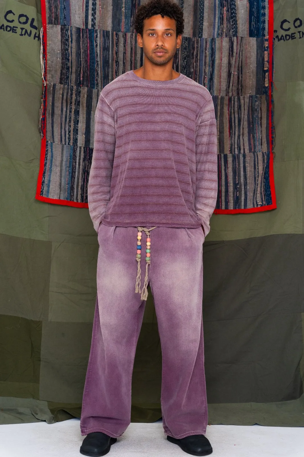 P73 Flare Pleated Japanese Twill Sunfaded Mauve