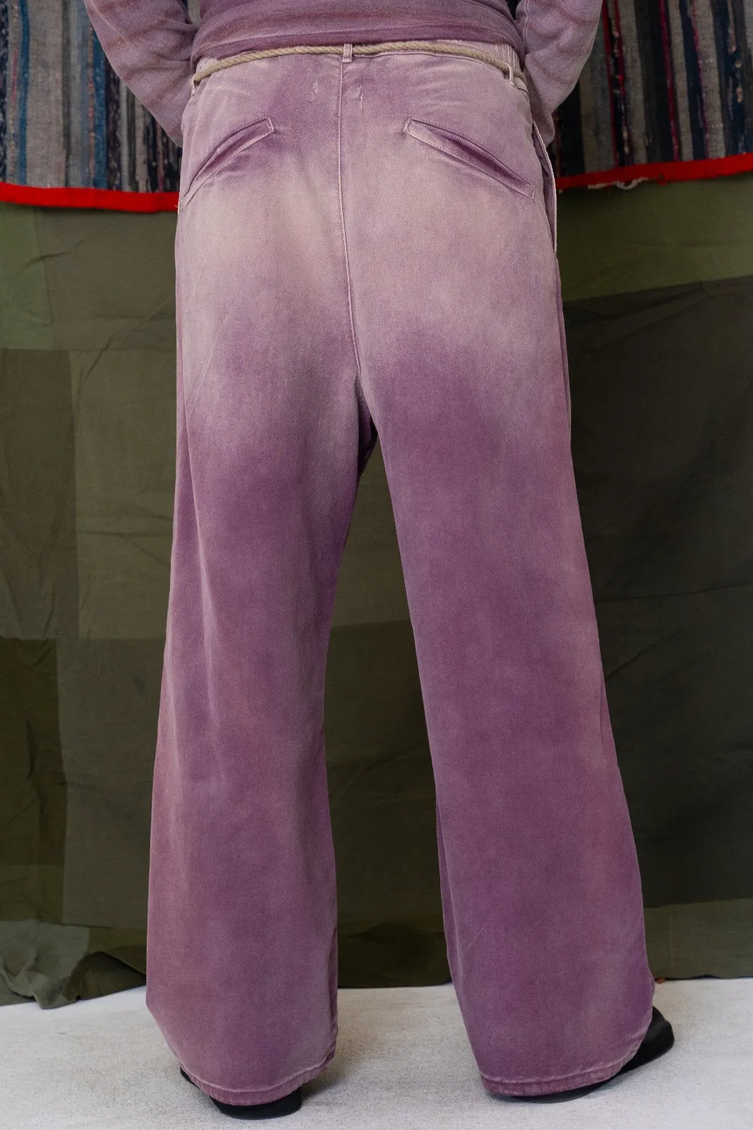 P73 Flare Pleated Japanese Twill Sunfaded Mauve
