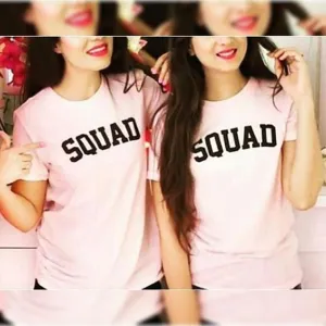 Pack of 2 - Baby Pink Squad Printed T-shirts For Womens