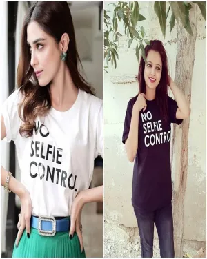 Pack Of 2 - White and Black No Selfie Printed Tshirt For Women