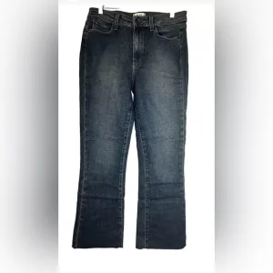 PAIGE Jeans Colette Crop Flare Blue Distressed Bottom Faded Size 30 Pre-owned