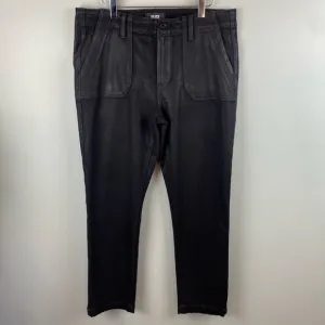 PAIGE Women's Mayslie straight leg high rise black fog luxe coating size 31