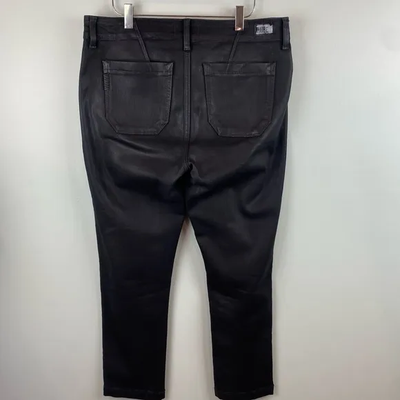 PAIGE Women's Mayslie straight leg high rise black fog luxe coating size 31