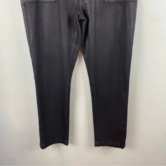 PAIGE Women's Mayslie straight leg high rise black fog luxe coating size 31